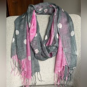Pink and Gray Polka Dot Scarf